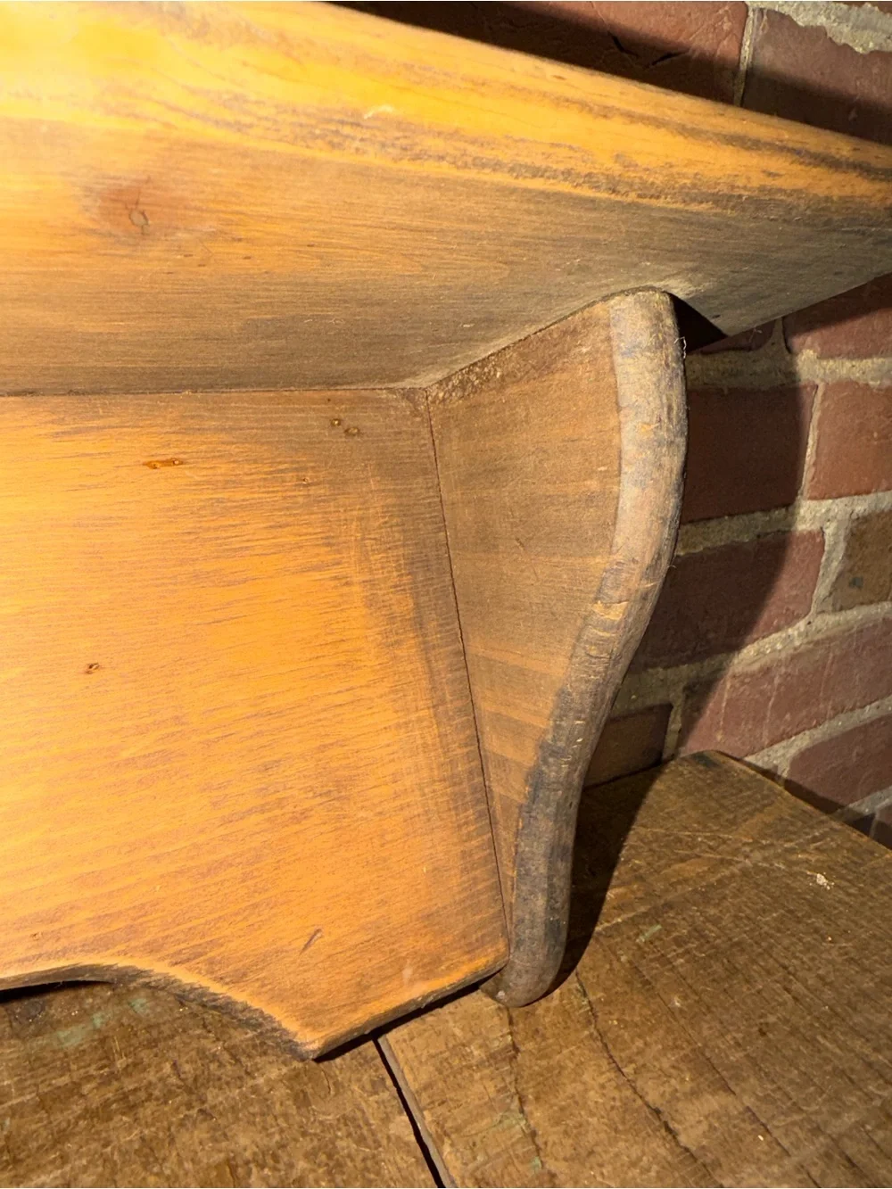 Wooden Heart Cutout Wall Shelf - Rustic Brown Farmhouse